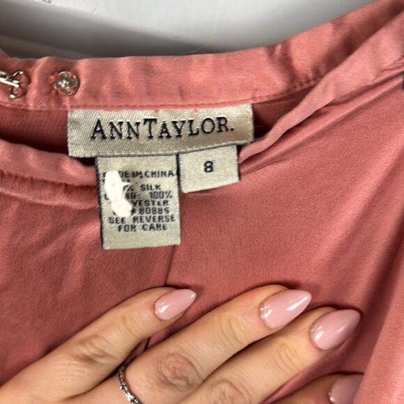 Vintage Ann Taylor Pink SILK Wide Leg Pants - Picture 2 of 6